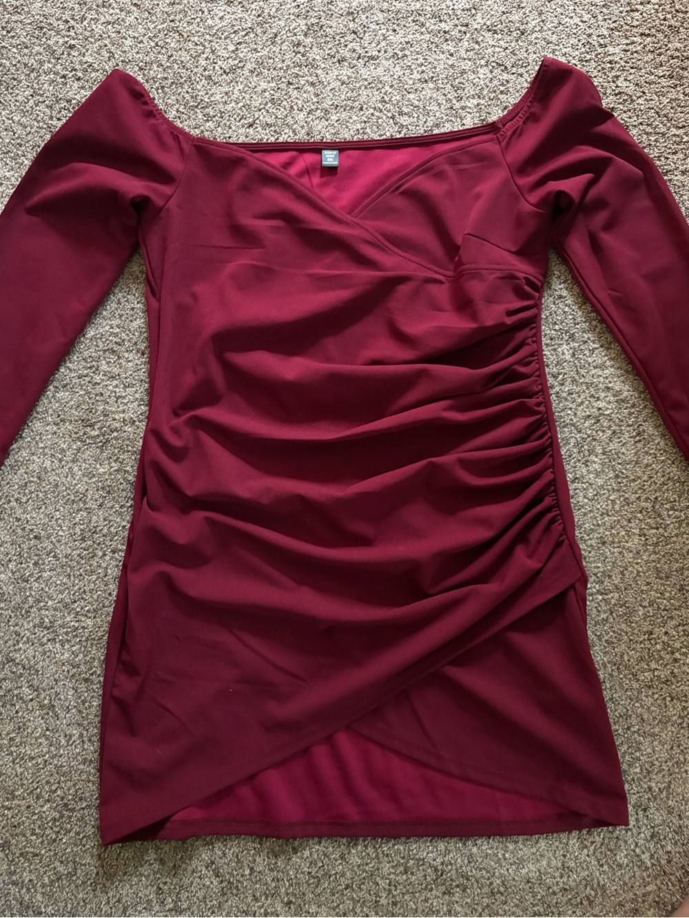 SHEIN Wine Ruched Wrap-Front Mini Dress 2xl